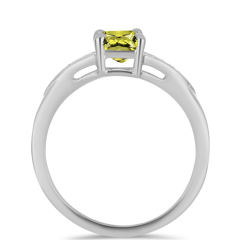 Anel de Prata com Topázio Cor de Limão e Topázio Branco