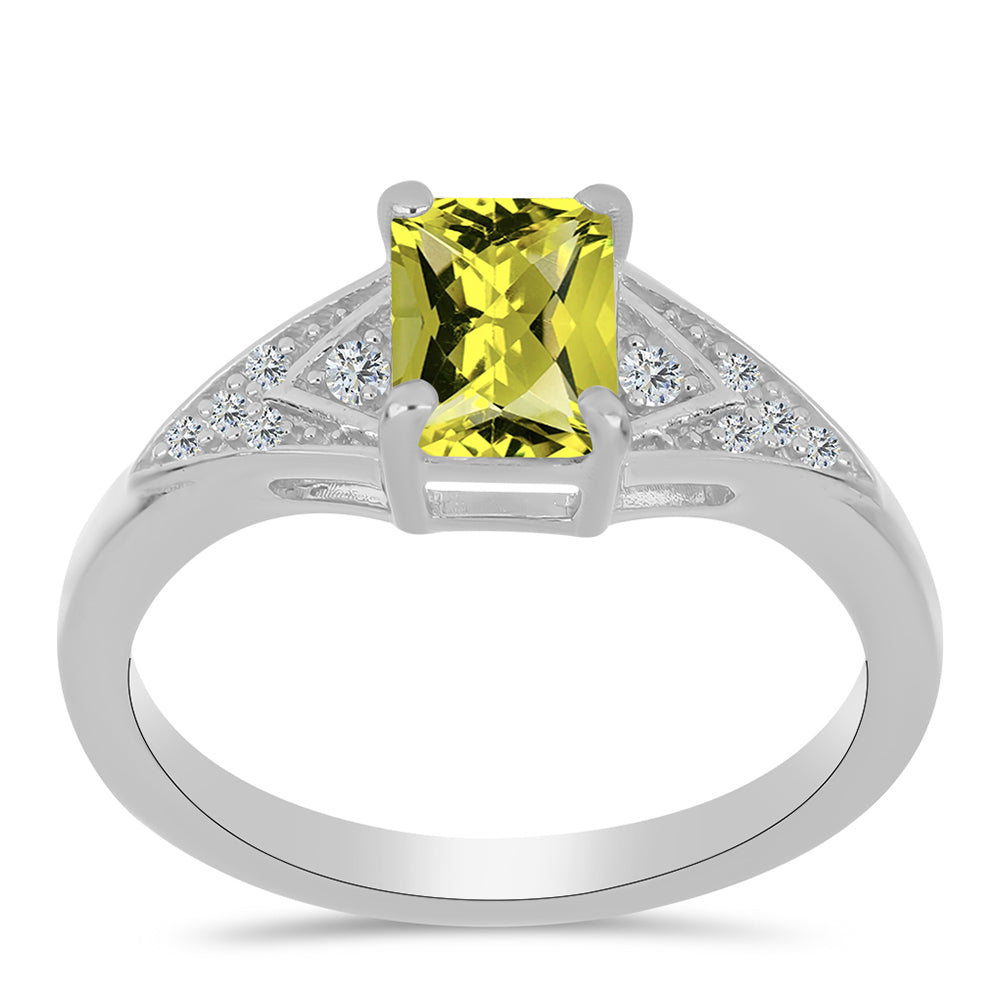 Anel de Prata com Topázio Cor de Limão e Topázio Branco 3 