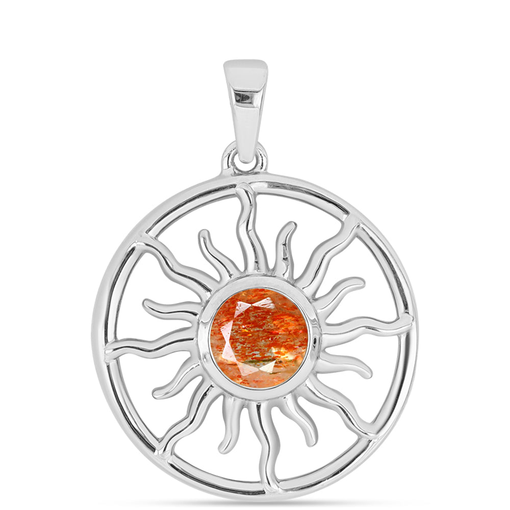 Pendente de Prata com Pedra do Sol de Oregon