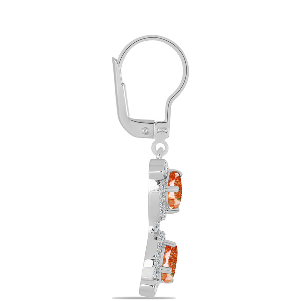 Brincos de Prata com Pedra do Sol de Oregon e Topázio Branco 2 