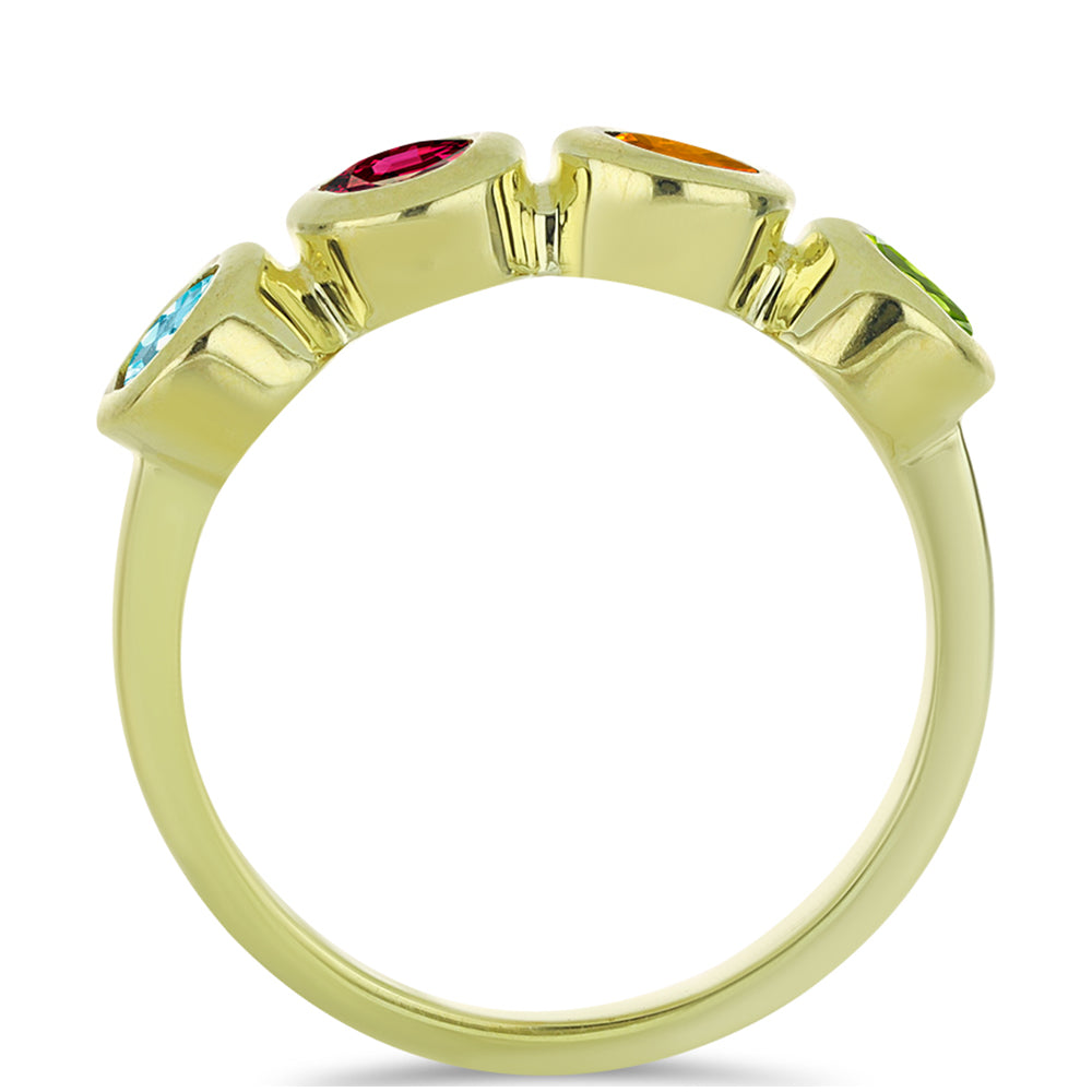 Anel de Prata com Banho de Ouro com Turmalina Chakra