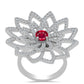 Anel de Prata com Rubi de Madagáscar e Topázio Branco  Contraste: Cabeca de Veado (800)