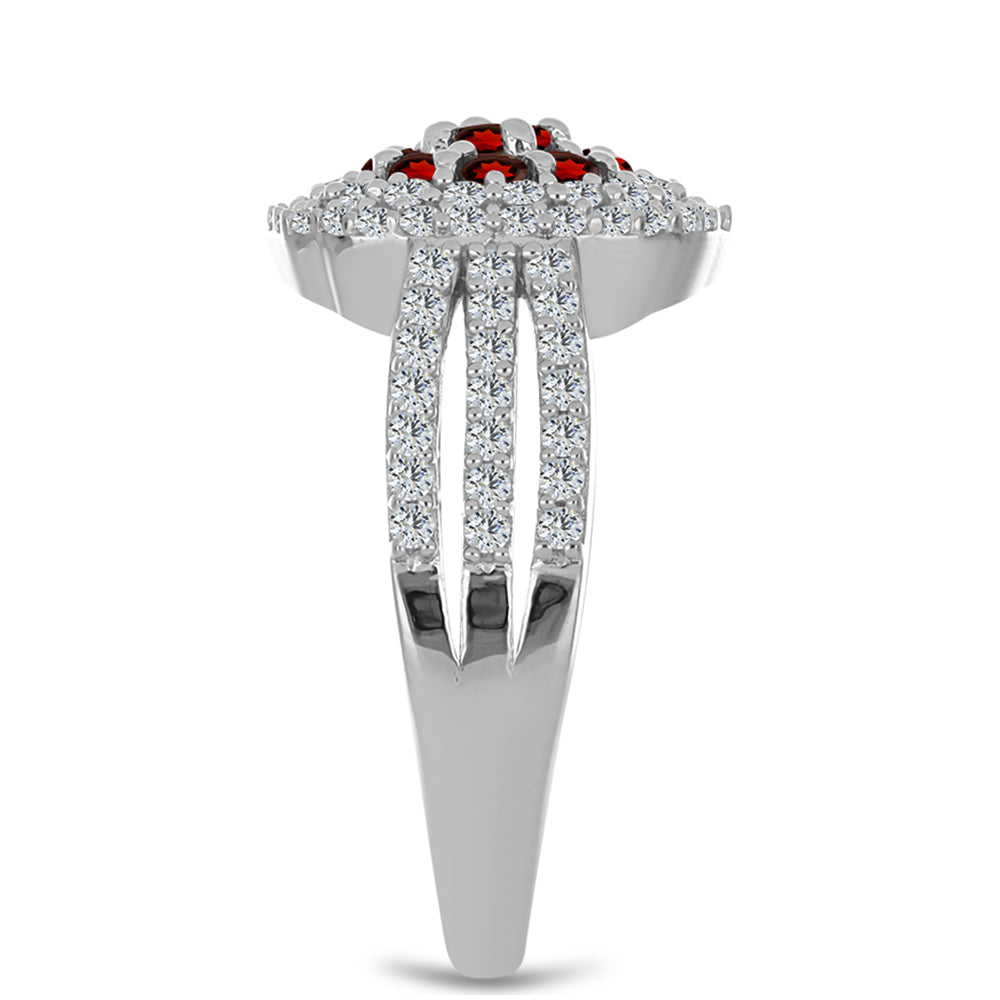 Anel de Prata com Granada de Barton e Topázio Branco  Contraste: Cabeca de Veado (800) 4 