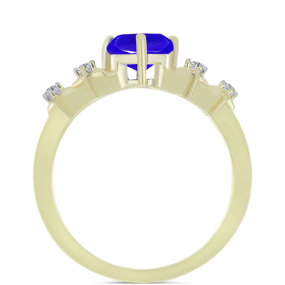 Anel de Prata com Banho de Ouro com Ágata Azul e Topázio Branco 2 