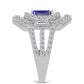 Anel de Prata com Tanzanite e Topázio Branco  Contraste: Cabeca de Veado (800)