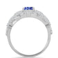 Anel de Prata com Tanzanite e Topázio Branco  Contraste: Cabeca de Veado (800)