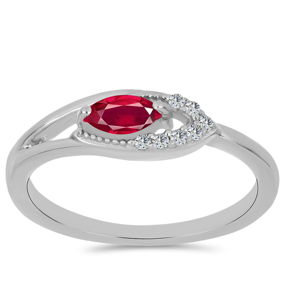 Anel de Prata com Rubi de Madagáscar e Topázio Branco 3 