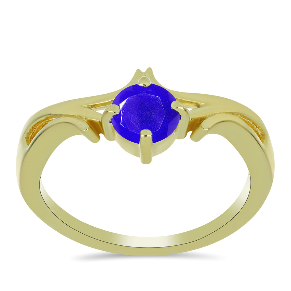 Anel de Prata com Banho de Ouro com Ágata Azul 3 