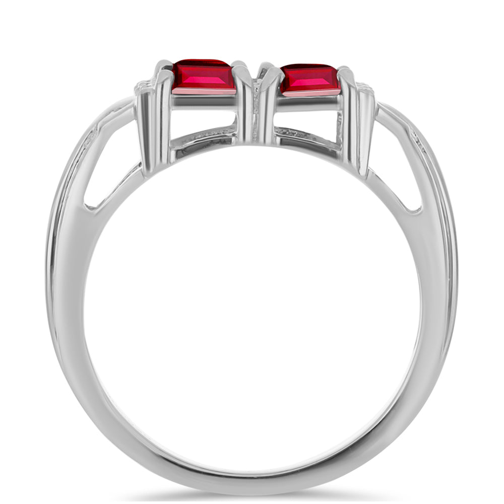 Anel de Prata com Granada de Barton e Topázio Branco  Contraste: Cabeca de Veado (800)