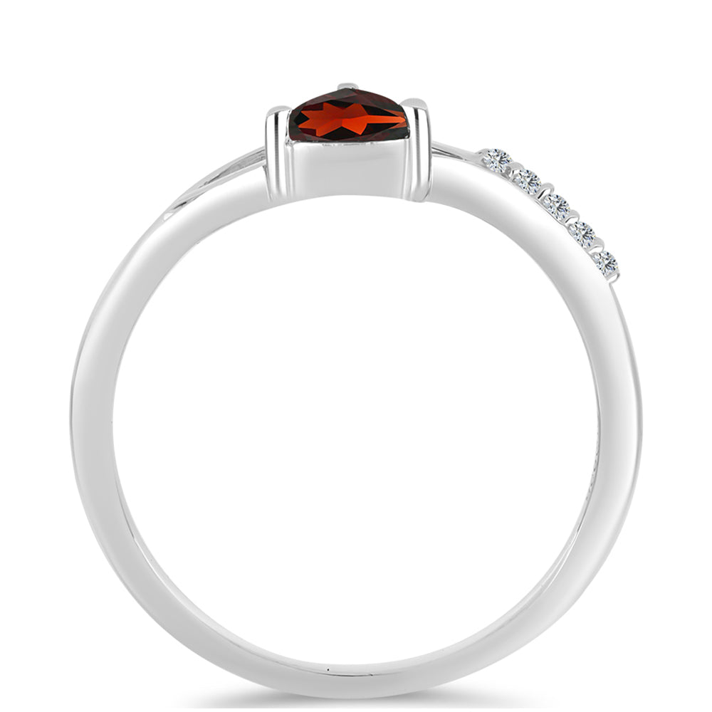 Anel de Prata com Granada de Barton e Topázio Branco 2 