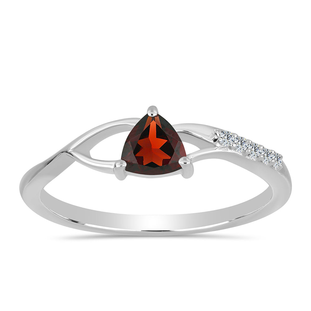 Anel de Prata com Granada de Barton e Topázio Branco 3 