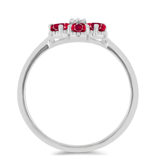 Anel de Prata com Rubi de Madagáscar e Topázio Branco