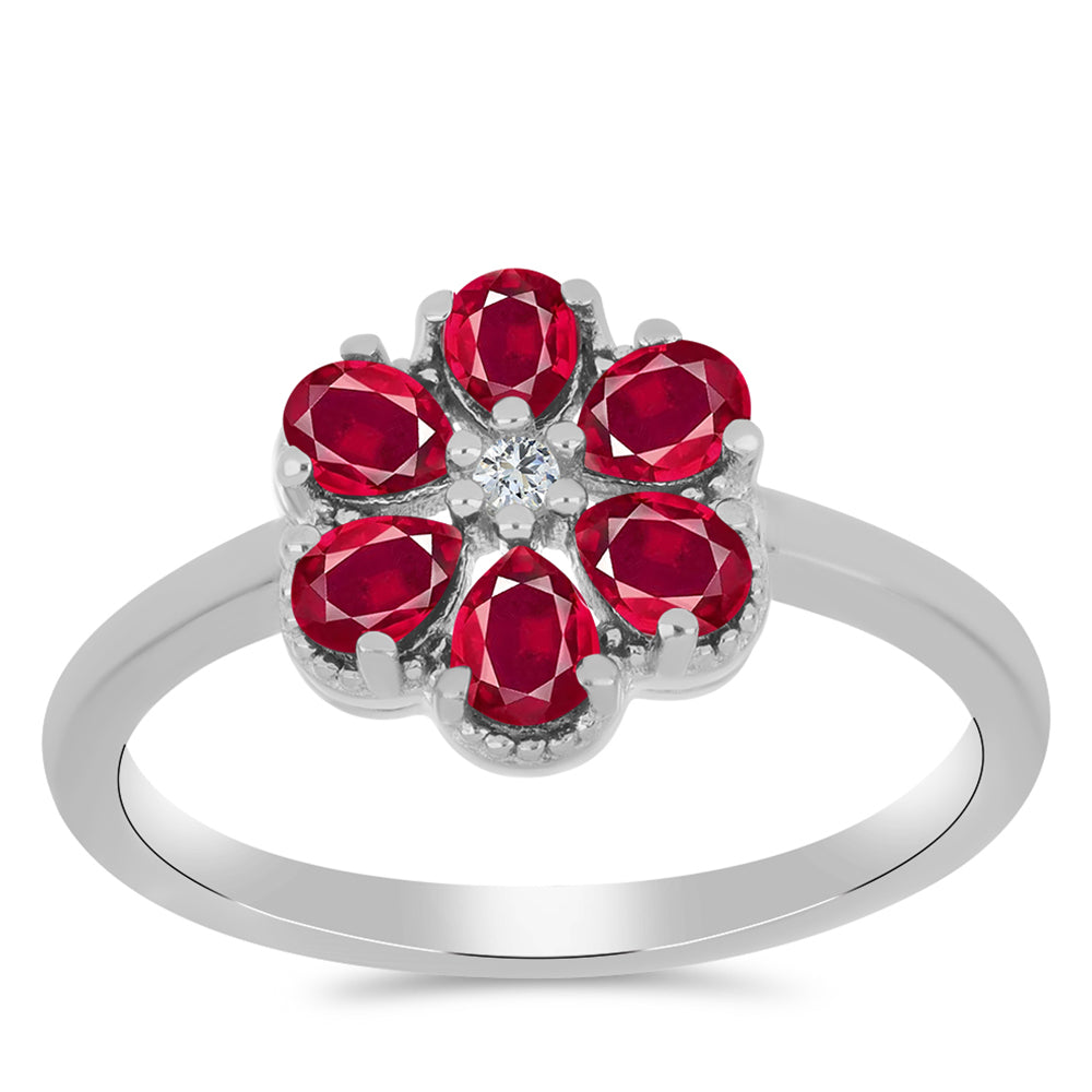 Anel de Prata com Rubi de Madagáscar e Topázio Branco 3 