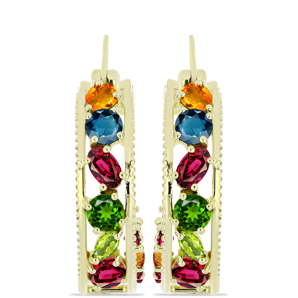 Brincos de Prata com Banho de Ouro com Turmalina Chakra  Contraste: Cabeca de Veado (800)