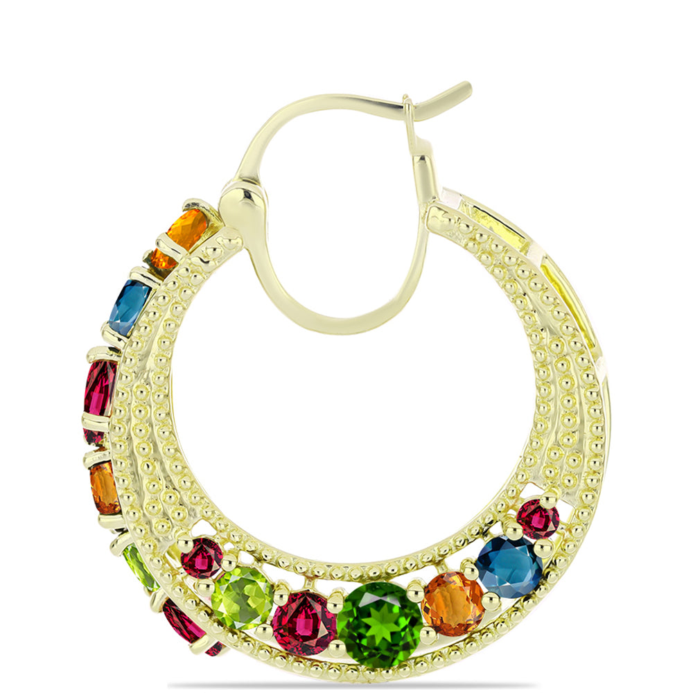 Brincos de Prata com Banho de Ouro com Turmalina Chakra  Contraste: Cabeca de Veado (800)