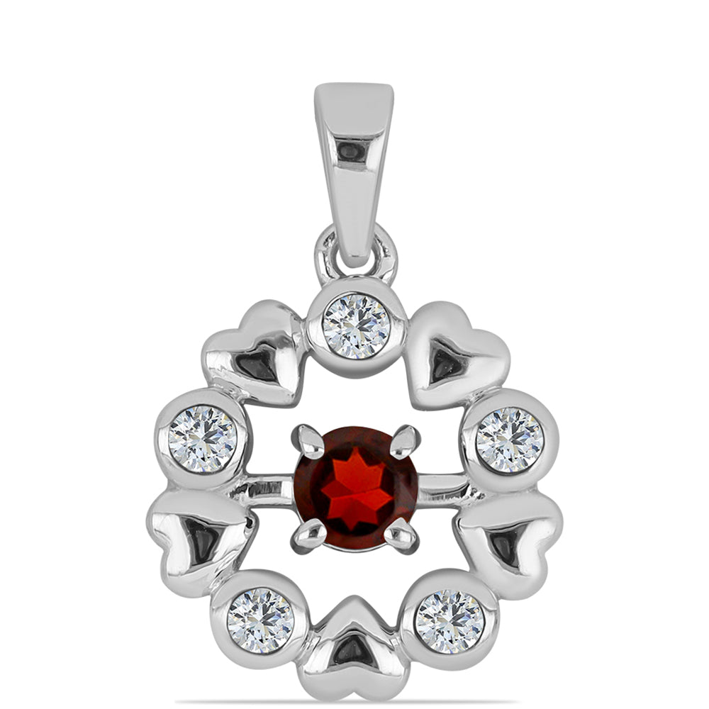 Pendente de Prata com Granada de Barton e Topázio Branco