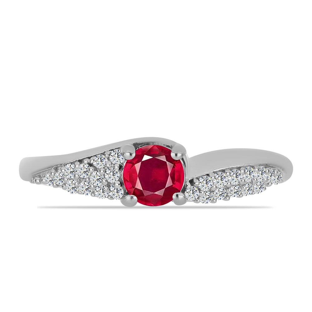 Anel de Prata com Rubi de Madagáscar e Topázio Branco 1 