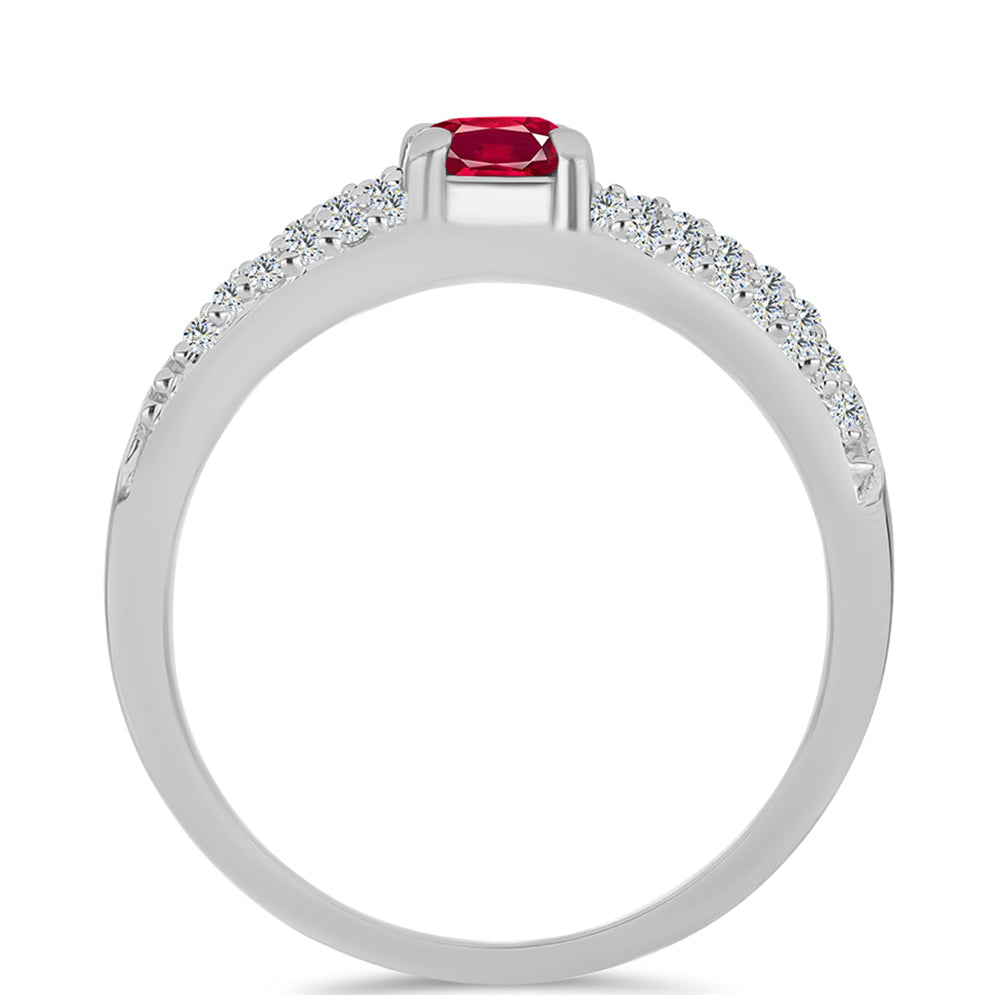 Anel de Prata com Rubi de Madagáscar e Topázio Branco