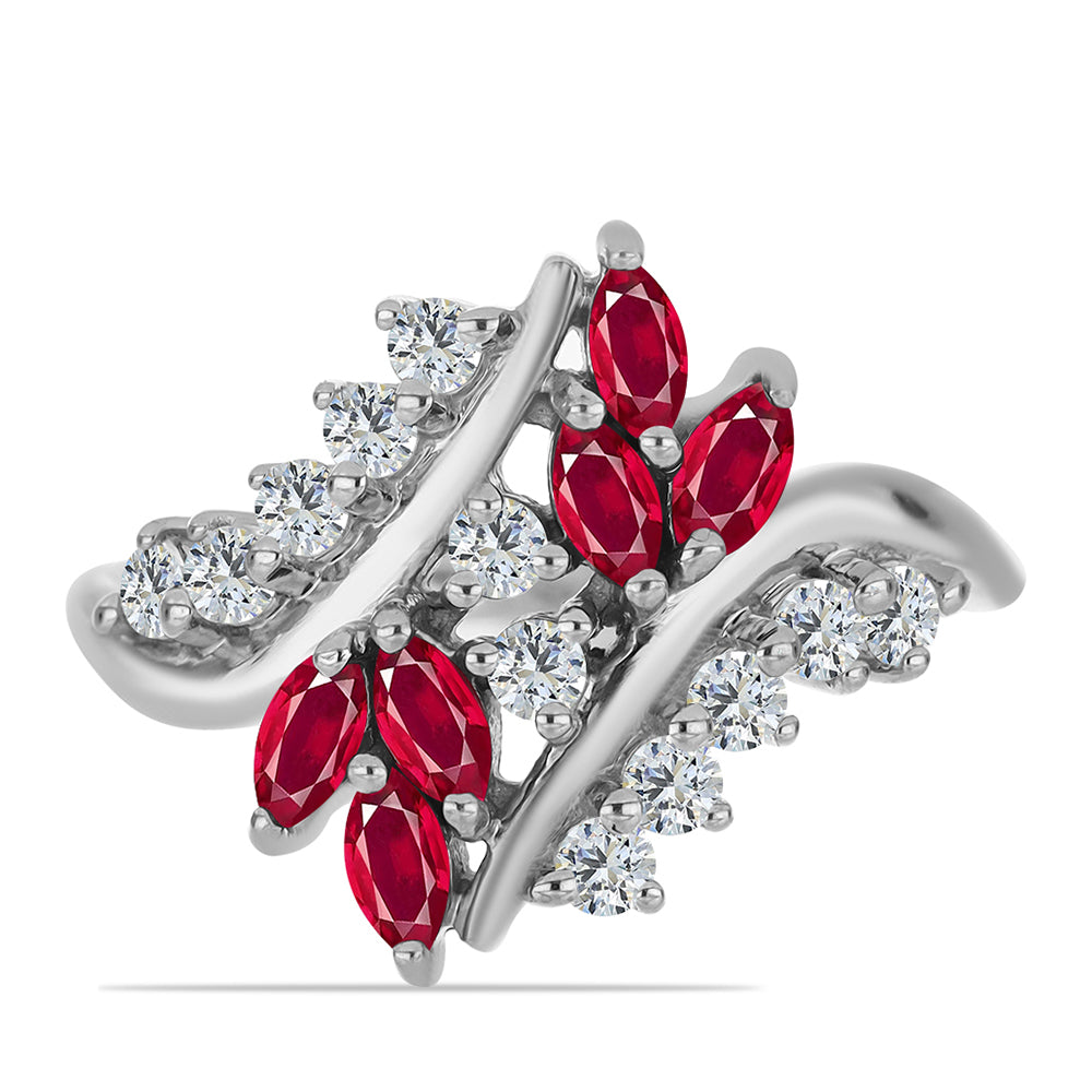 Anel de Prata com Rubi de Madagáscar e Topázio Branco  Contraste: Cabeca de Veado (800)