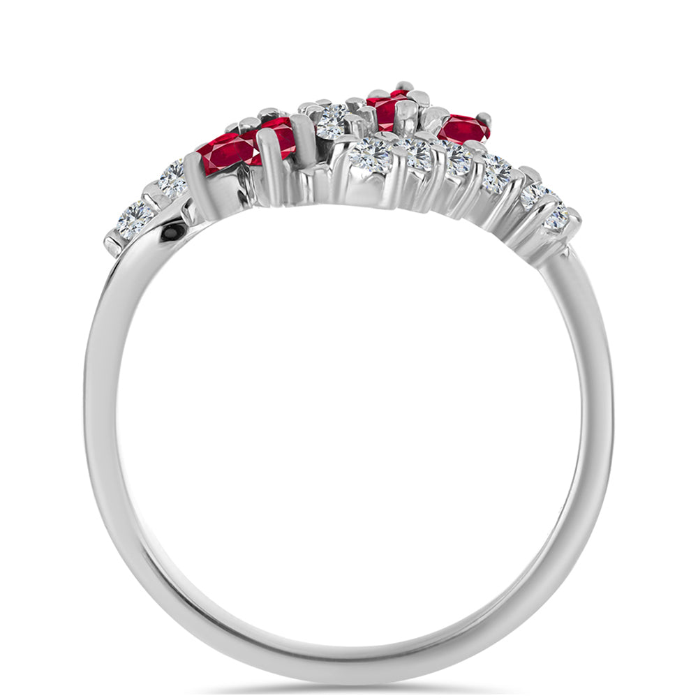 Anel de Prata com Rubi de Madagáscar e Topázio Branco  Contraste: Cabeca de Veado (800) 2 