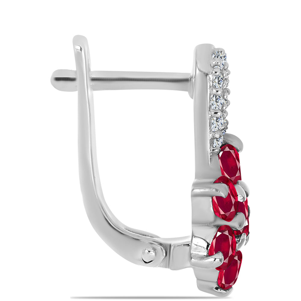 Brincos de Prata com Rubi de Madagáscar e Topázio Branco