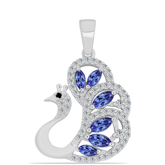 Pendente de Prata com Tanzanite e Espinela Preta
