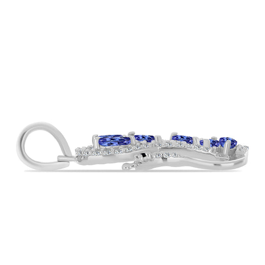 Pendente de Prata com Tanzanite e Espinela Preta