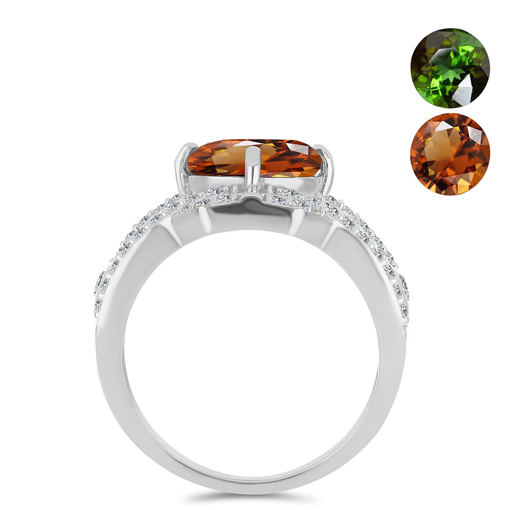 Anel de Prata com Zultanite da Anatólia e Topázio Branco  Contraste: Cabeca de Veado (800) 2 