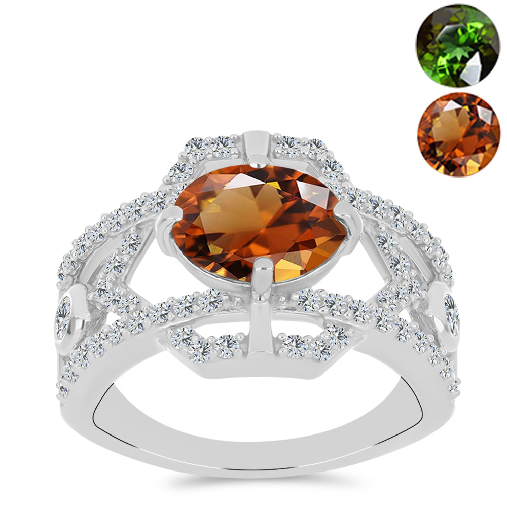 Anel de Prata com Zultanite da Anatólia e Topázio Branco  Contraste: Cabeca de Veado (800) 3 