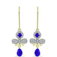 Brincos de Prata com Banho de Ouro com Ágata Azul e Topázio Branco