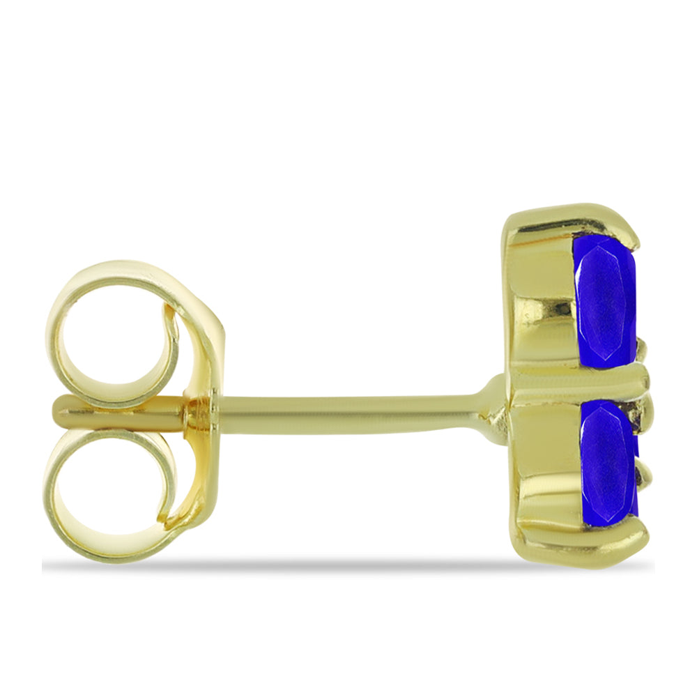 Brincos de Prata com Banho de Ouro com Ágata Azul 2 