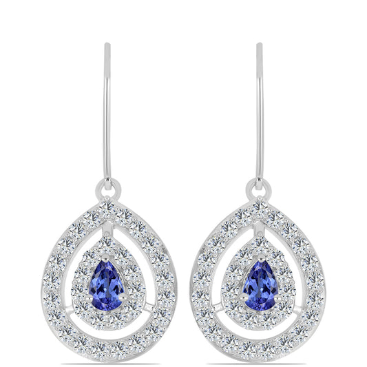 Brincos de Prata com Tanzanite e Topázio Branco
