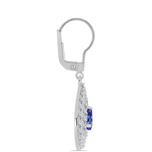 Brincos de Prata com Tanzanite e Topázio Branco