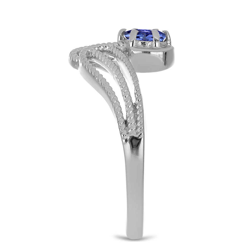 Anel de Prata com Tanzanite  Contraste: Cabeca de Veado (800)