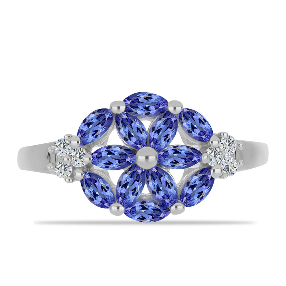 Anel de Prata com Tanzanite e Topázio Branco