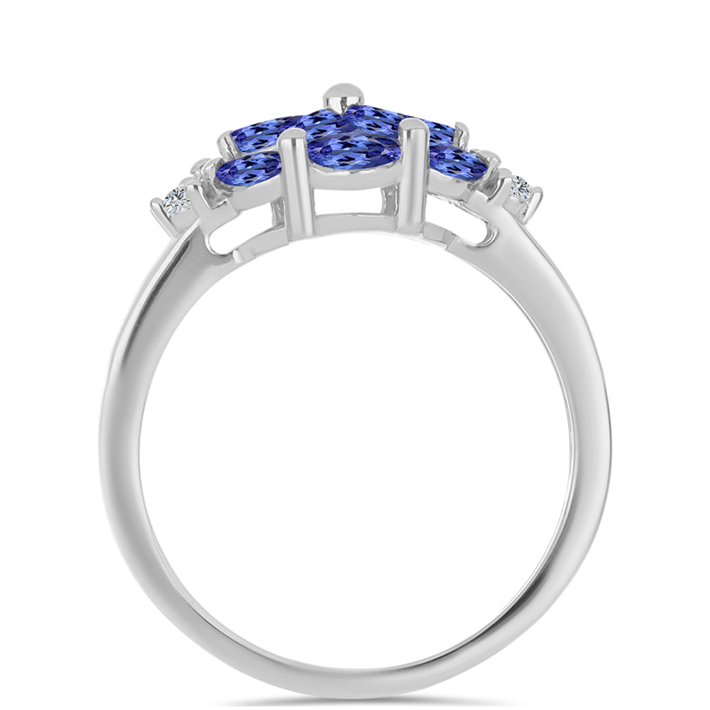 Anel de Prata com Tanzanite e Topázio Branco