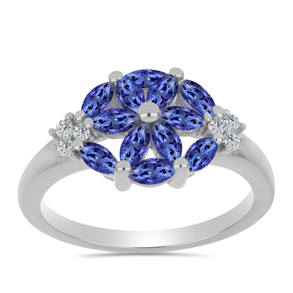 Anel de Prata com Tanzanite e Topázio Branco