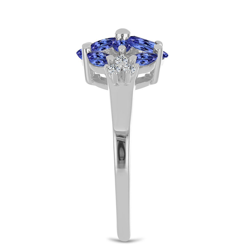 Anel de Prata com Tanzanite e Topázio Branco