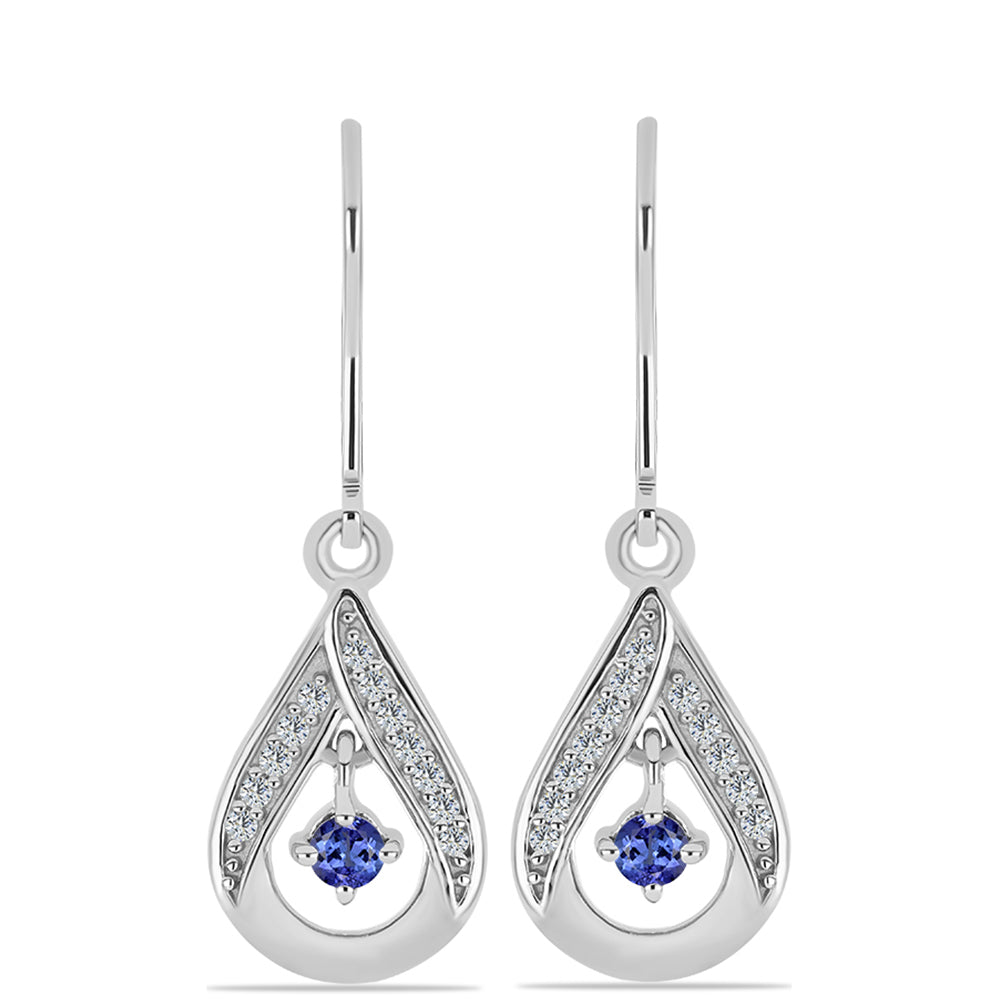 Brincos de Prata com Tanzanite e Topázio Branco 1 