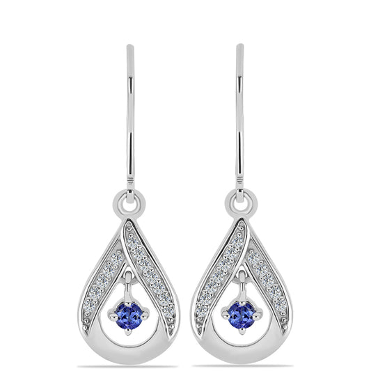 Brincos de Prata com Tanzanite e Topázio Branco