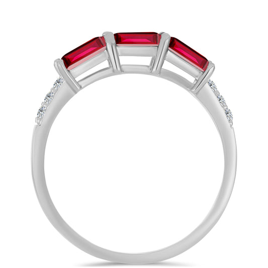 Anel de Prata com Rubi de Madagáscar e Topázio Branco