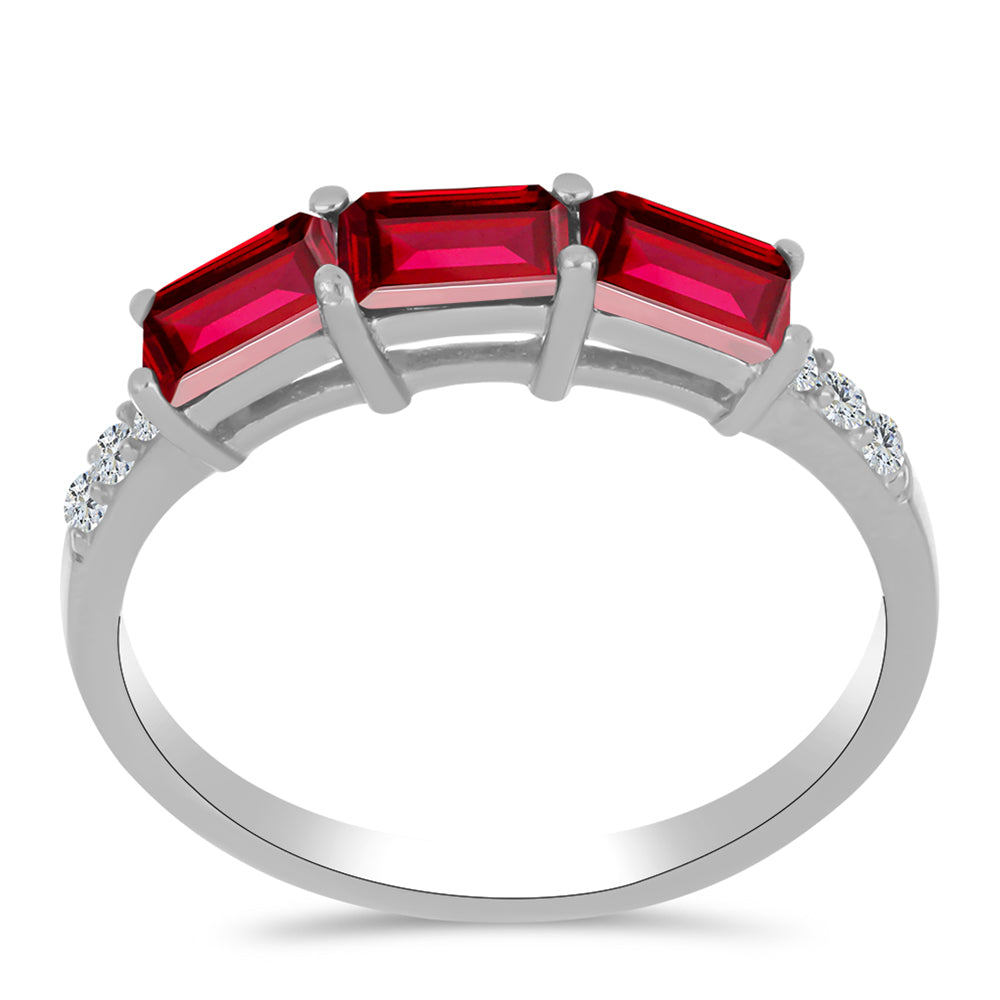 Anel de Prata com Rubi de Madagáscar e Topázio Branco 3 