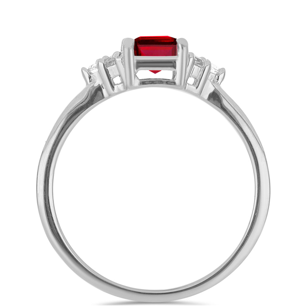 Anel de Prata com Rubi de Madagáscar e Topázio Branco 2 