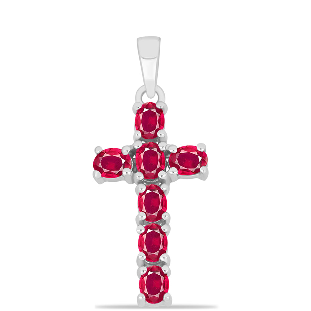 Cruz Pendente de Prata com Rubi de Madagáscar