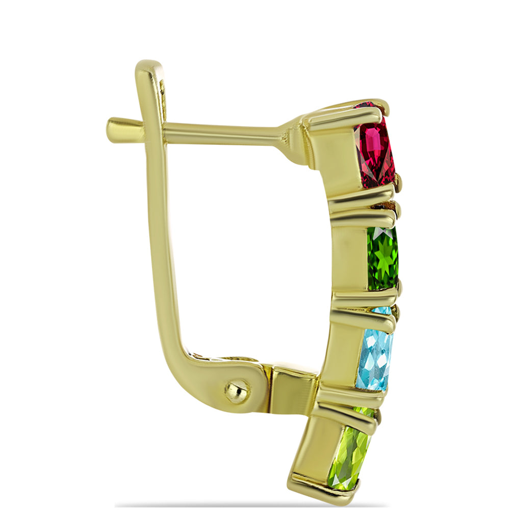 Brincos de Prata com Banho de Ouro com Turmalina Chakra 2 