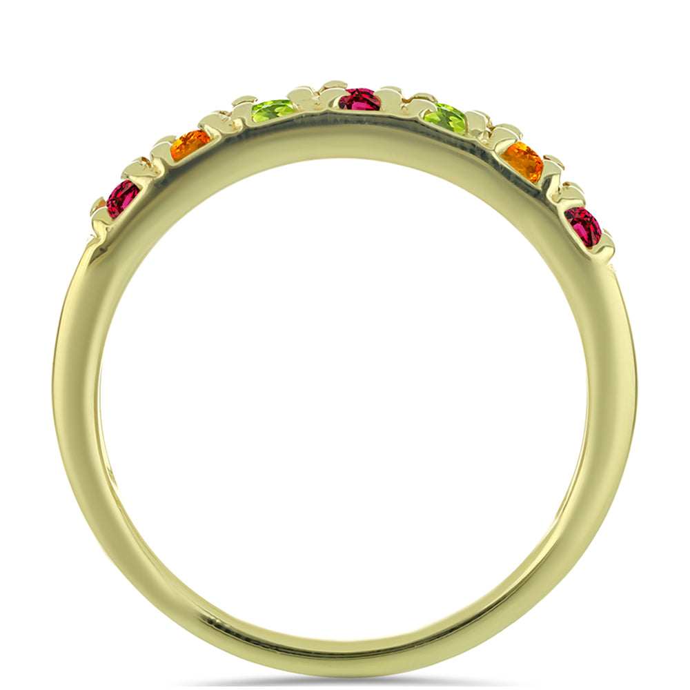 Anel de Prata com Banho de Ouro com Turmalina Chakra