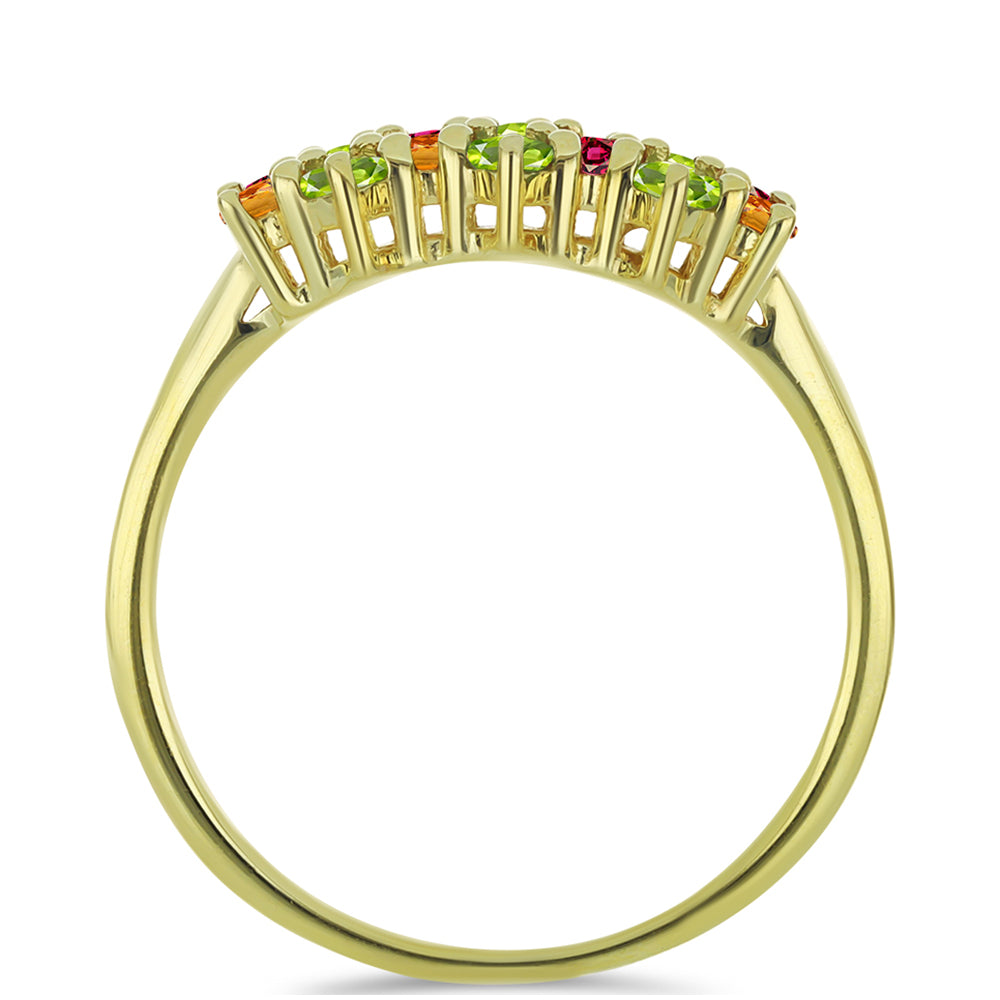 Anel de Prata com Banho de Ouro com Turmalina Chakra  Contraste: Cabeca de Veado (800)