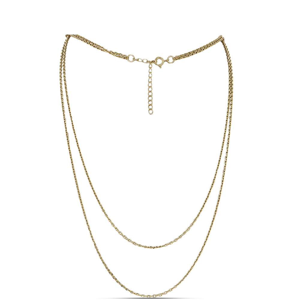 Corrente de Prata com Banho de Ouro ( Colar )  Contraste: Cabeca de Veado (800)