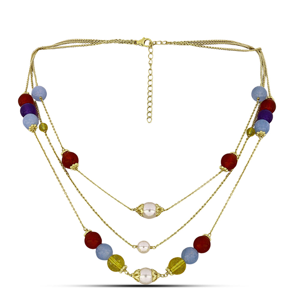 Colar de Prata com Banho de Ouro com Jade Roxa e Citrino de Ural  Contraste: Cabeca de Veado (800) 1 