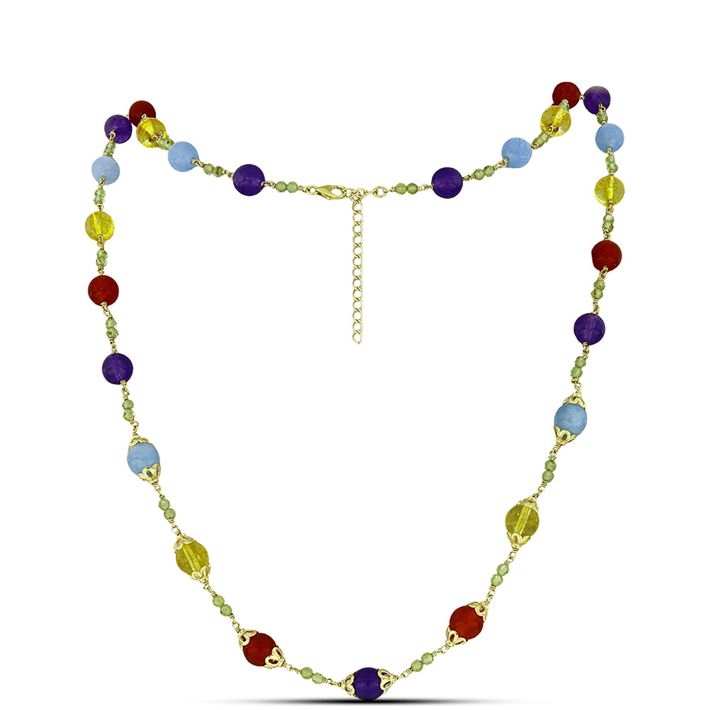 Colar de Prata com Banho de Ouro com Jade Roxa e Citrino de Ural  Contraste: Cabeca de Veado (800) 1 